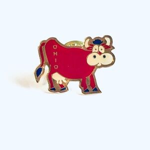 Red Ohio Cow Enamel Pin